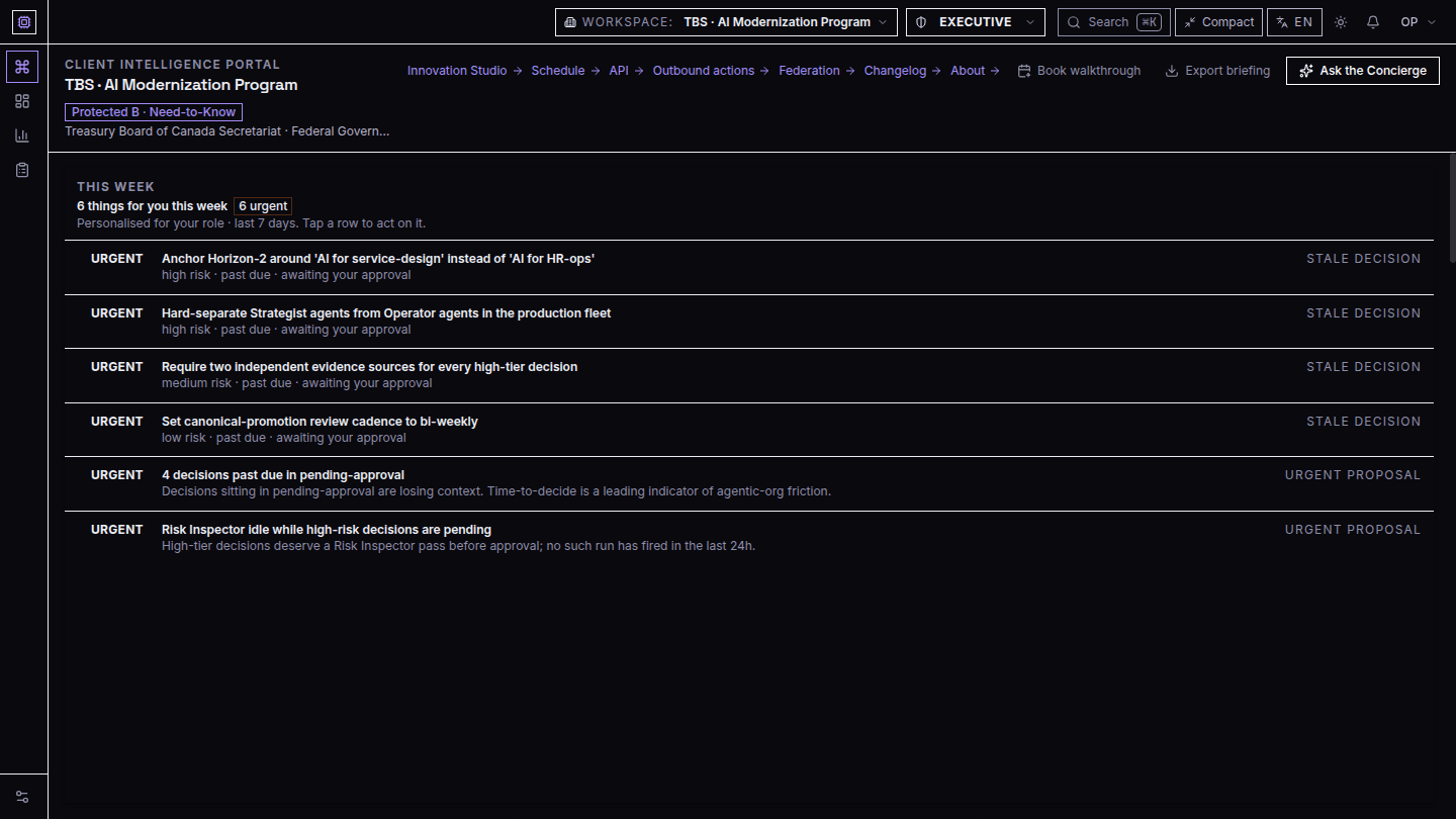 Client Intelligence Portal command center preview